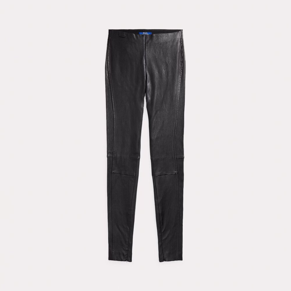 Polo Ralph Lauren Lamb Leather Skinny Trouser Leggings Black Size Medium - Picture 3 of 13